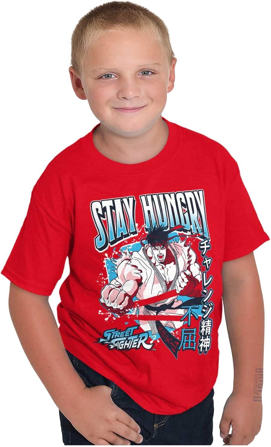 imageStreet Fighter Ryu Stay Hungry Boys Kids T Shirt Tees TopsRed