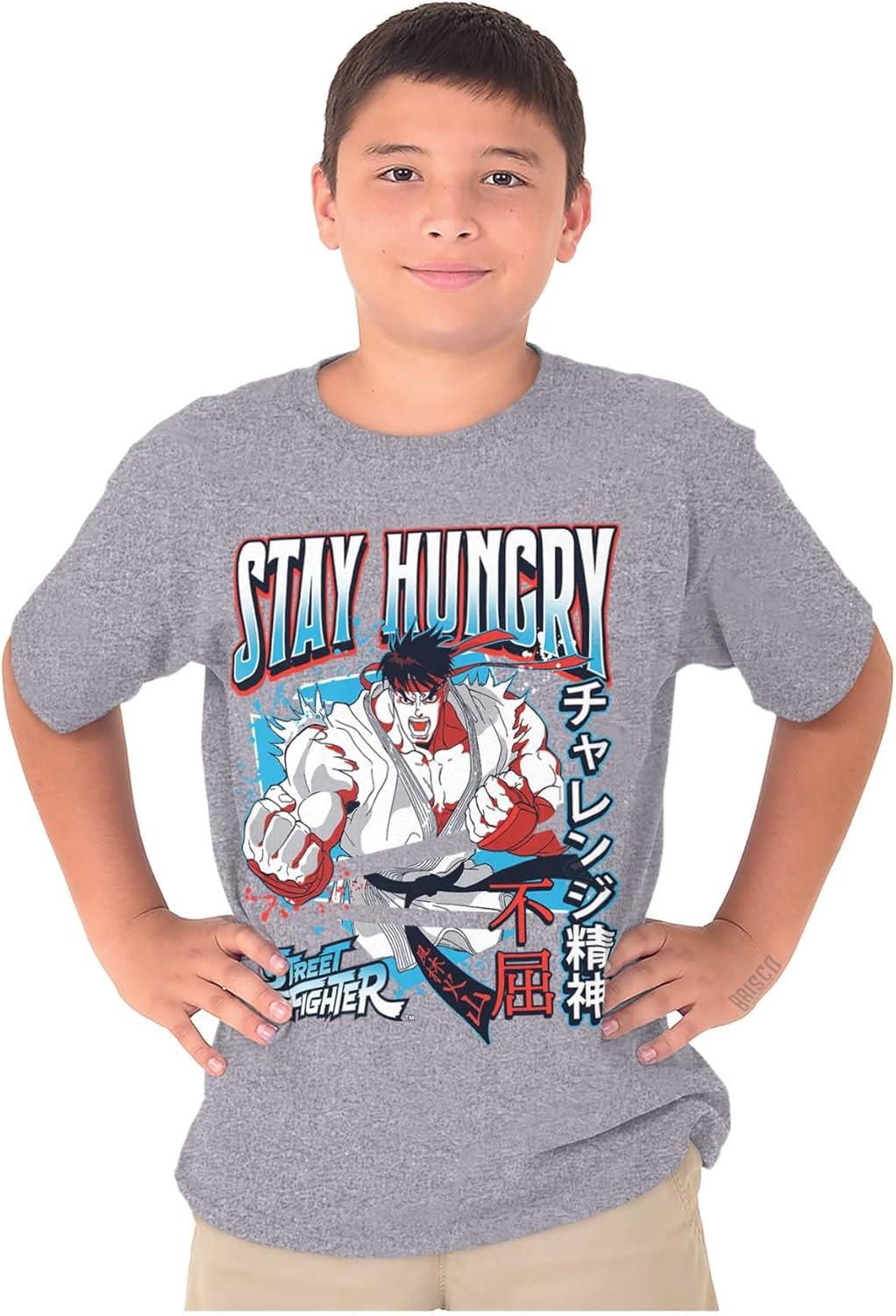 imageStreet Fighter Ryu Stay Hungry Boys Kids T Shirt Tees TopsSport Grey