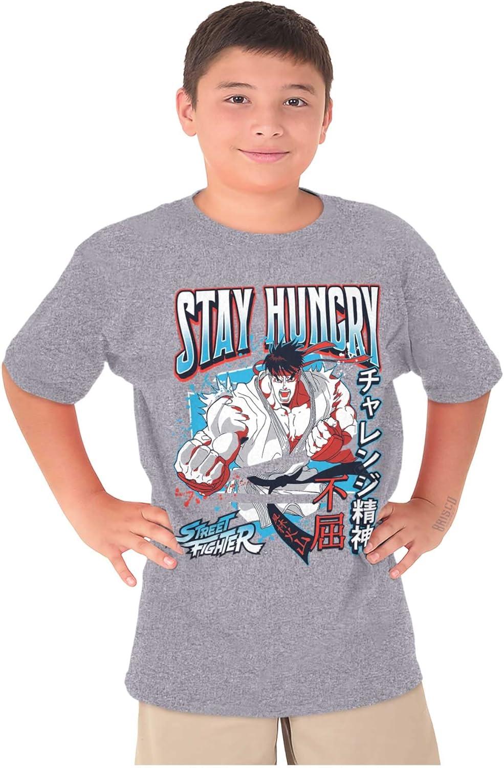 imageStreet Fighter Ryu Stay Hungry Boys Kids T Shirt Tees TopsSport Grey
