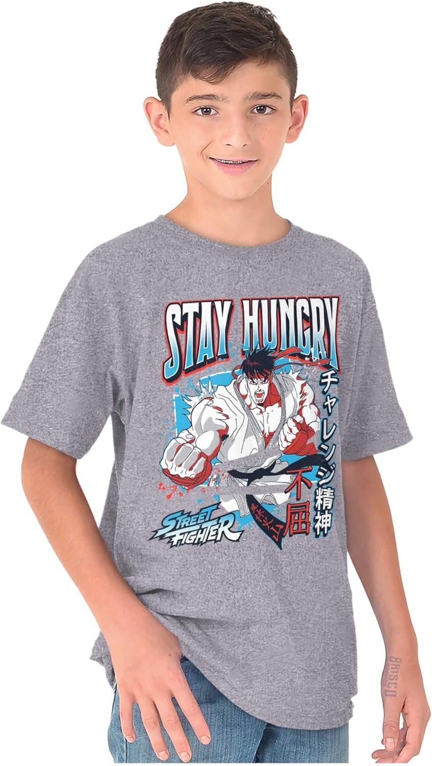 imageStreet Fighter Ryu Stay Hungry Boys Kids T Shirt Tees TopsSport Grey