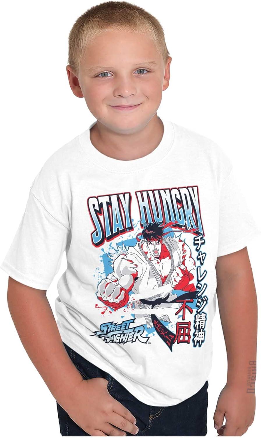 imageStreet Fighter Ryu Stay Hungry Boys Kids T Shirt Tees TopsWhite