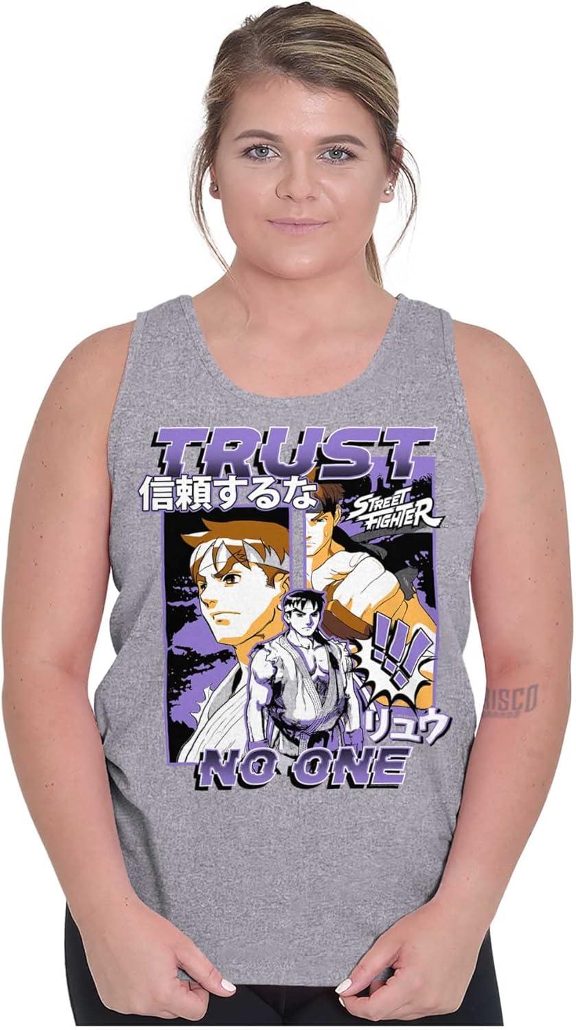 imageStreet Fighter Ryu Trust No One Tank Top T Shirts Men WomenSport Grey