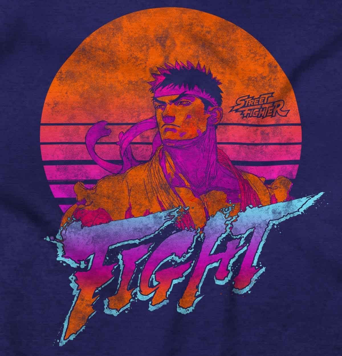 imageStreet Fighter Vintage Ryu Sunset Crewneck T Shirts Boy GirlPurple