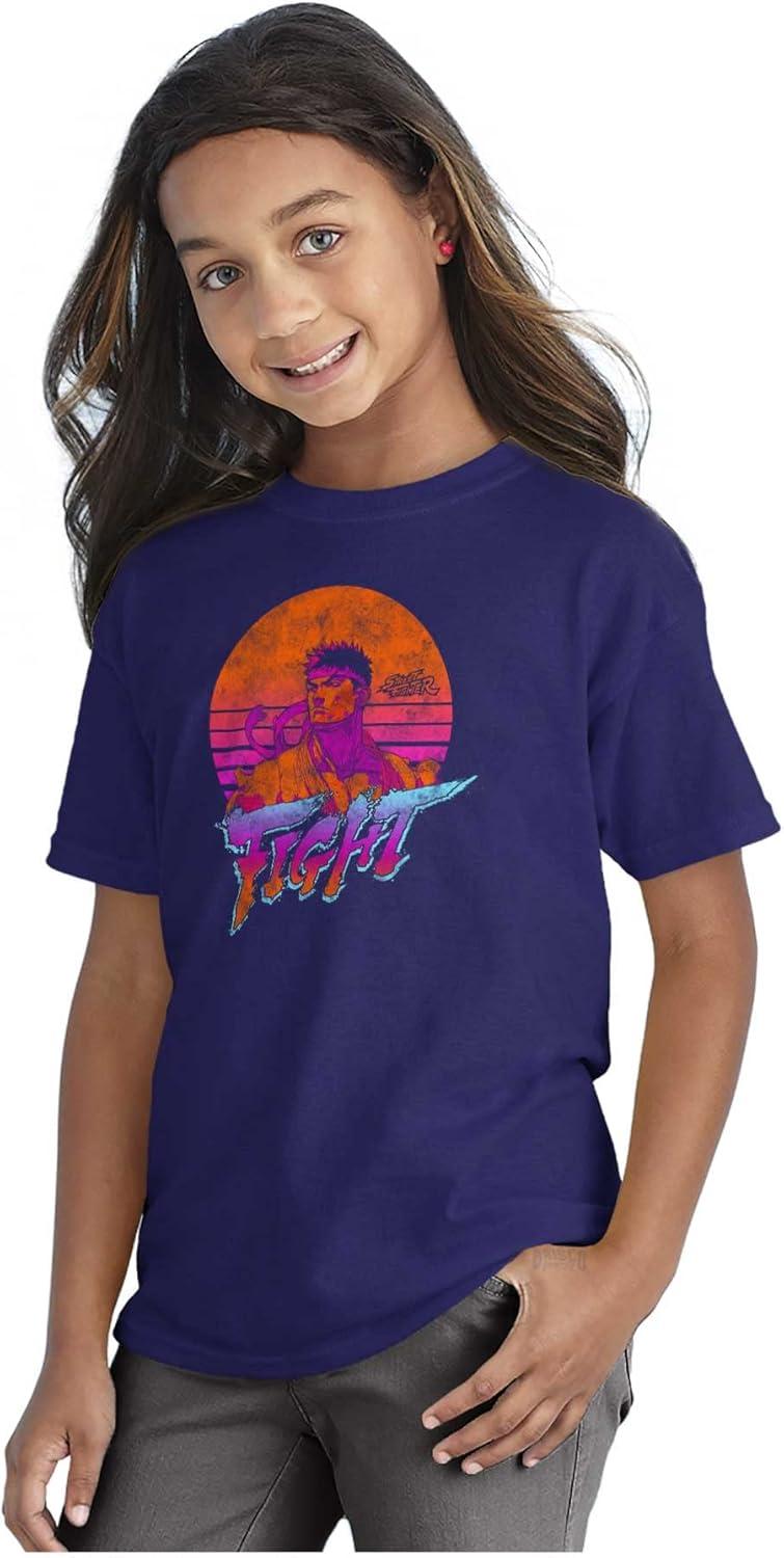 imageStreet Fighter Vintage Ryu Sunset Crewneck T Shirts Boy GirlPurple