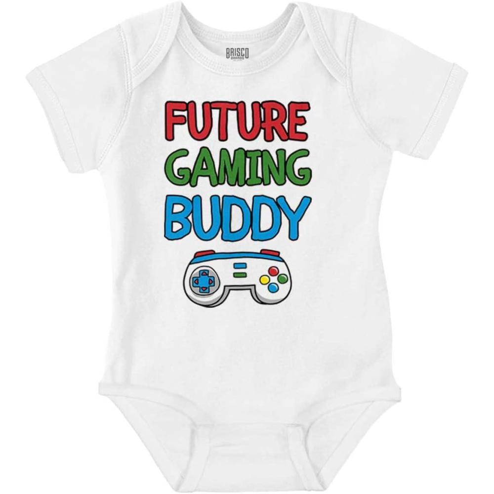 imageBrisco Brands Future Gaming Buddy Video Gamer Nerd Baby Bodysuit Jumper BoysWhite