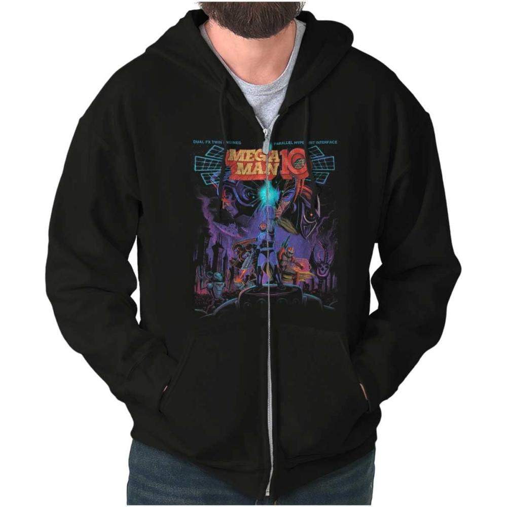 imageBrisco Brands Mega Man 10 Megaman Protoman Comic Zip Up Hoodie Mens Womens