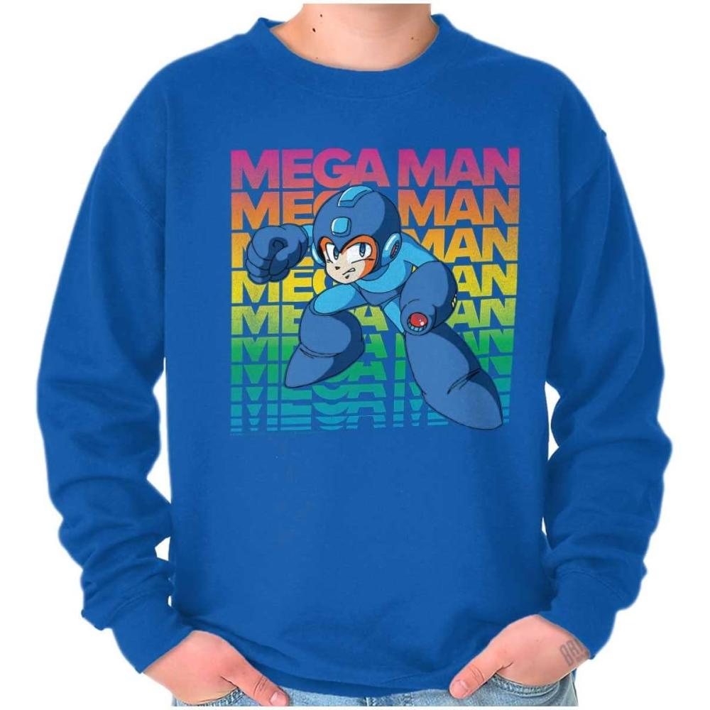 imageBrisco Brands Mega Man 90s Anime Cartoon Character Sweatshirt for Men or WomenRoyal