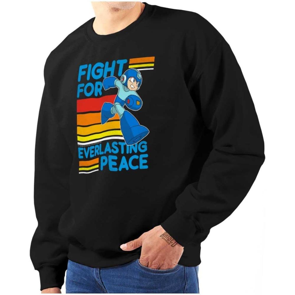 imageBrisco Brands Mega Man 90s Gamer Anime Character Sweatshirt for Men or WomenBlack