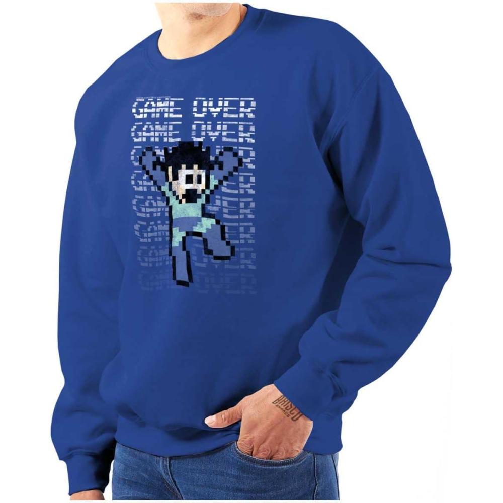 imageBrisco Brands Mega Man Retro 90s 8bit Video Game Sweatshirt for Men or WomenRoyal