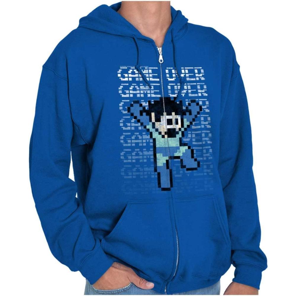 imageBrisco Brands Mega Man Retro 90s 8bit Video Game Zip Up Hoodie Mens WomensRoyal