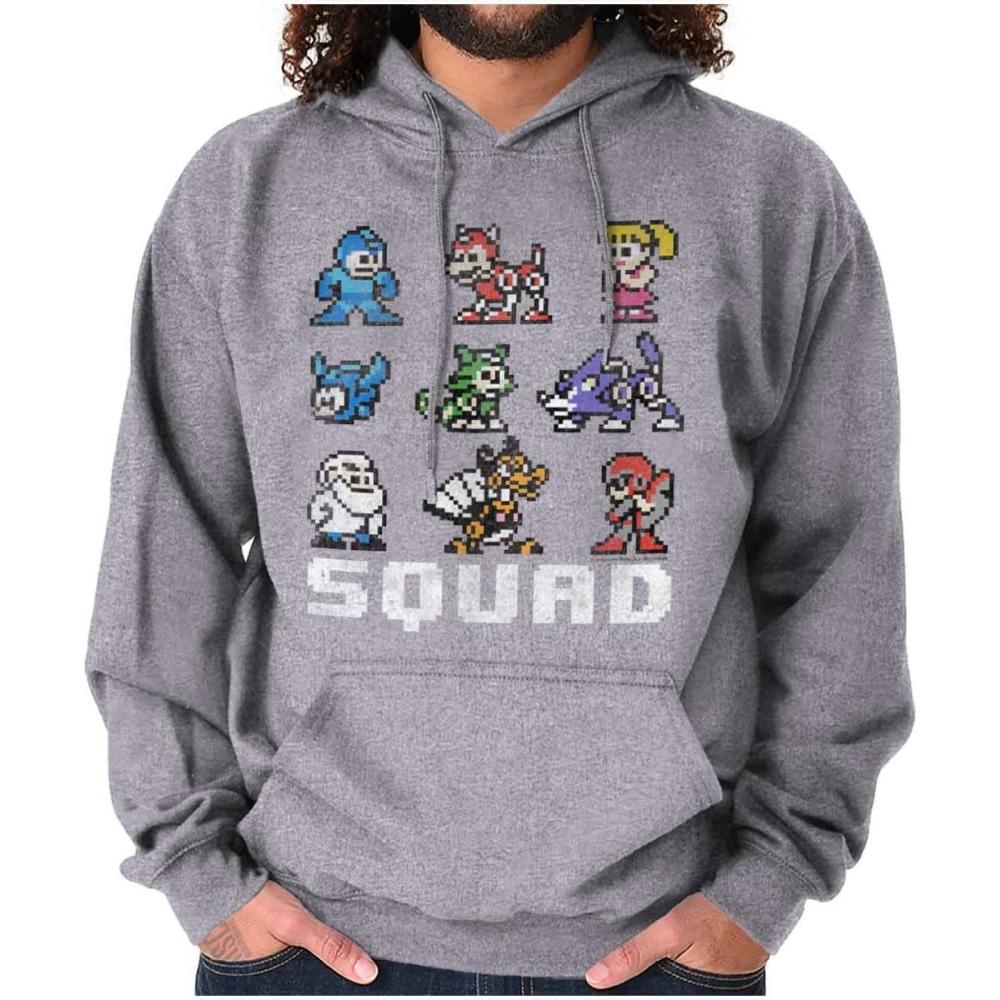 imageBrisco Brands Mega Man Squad Goals Game Characters Hoodie Sweatshirt Women MenSport Grey