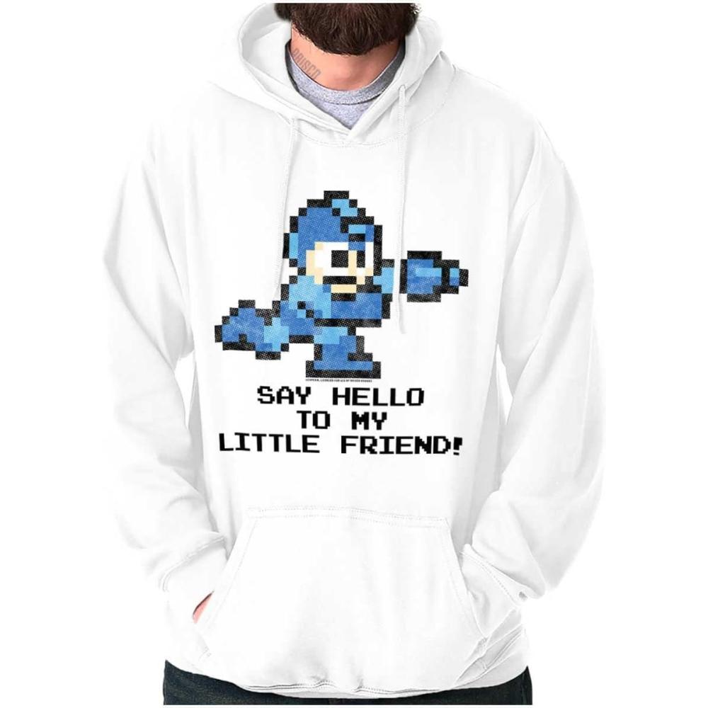 imageBrisco Brands Mega Man Video Game 8bit Gaming Nerd Hoodie Sweatshirt Women MenWhite