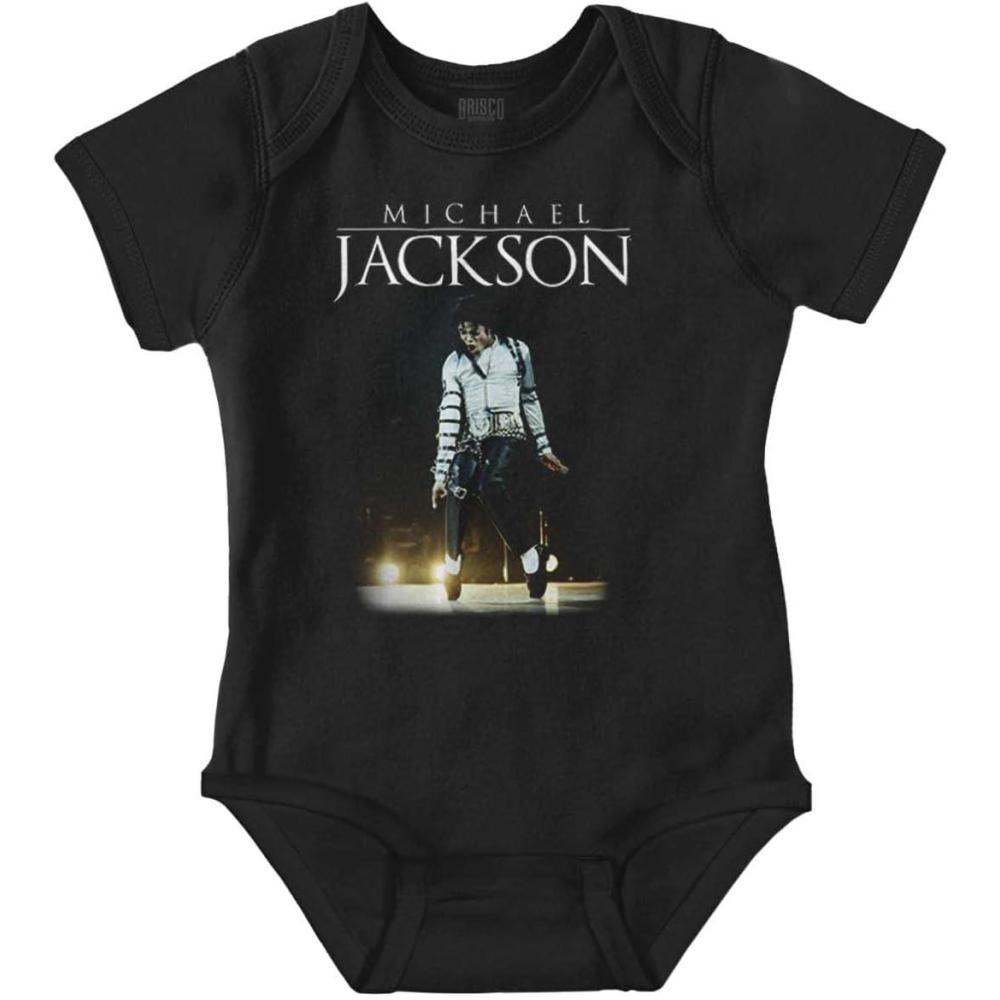 imageBrisco Brands Michael Jackson Bad Tour Toe Stand Baby Romper Boys or GirlsBlack