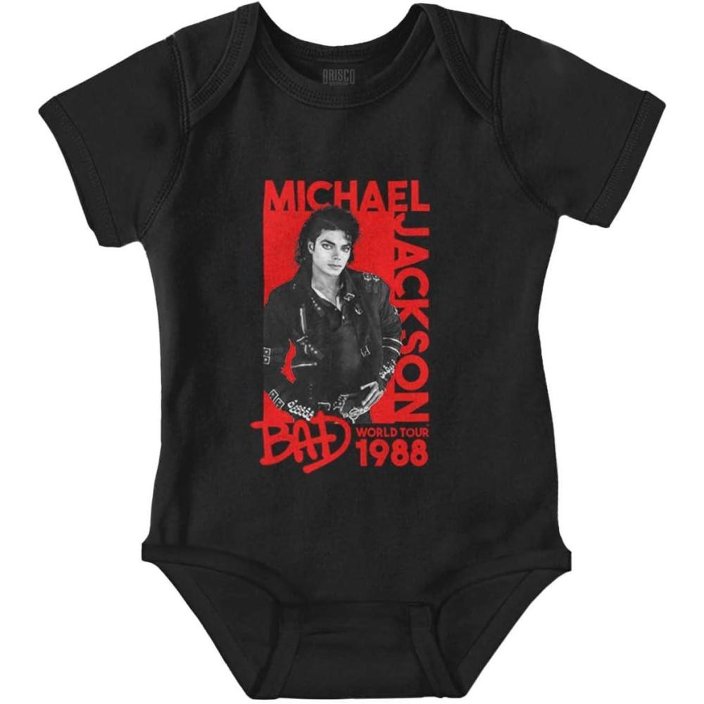 imageBrisco Brands Michael Jackson Bad World Your 1988 Baby Romper Boys or GirlsBlack