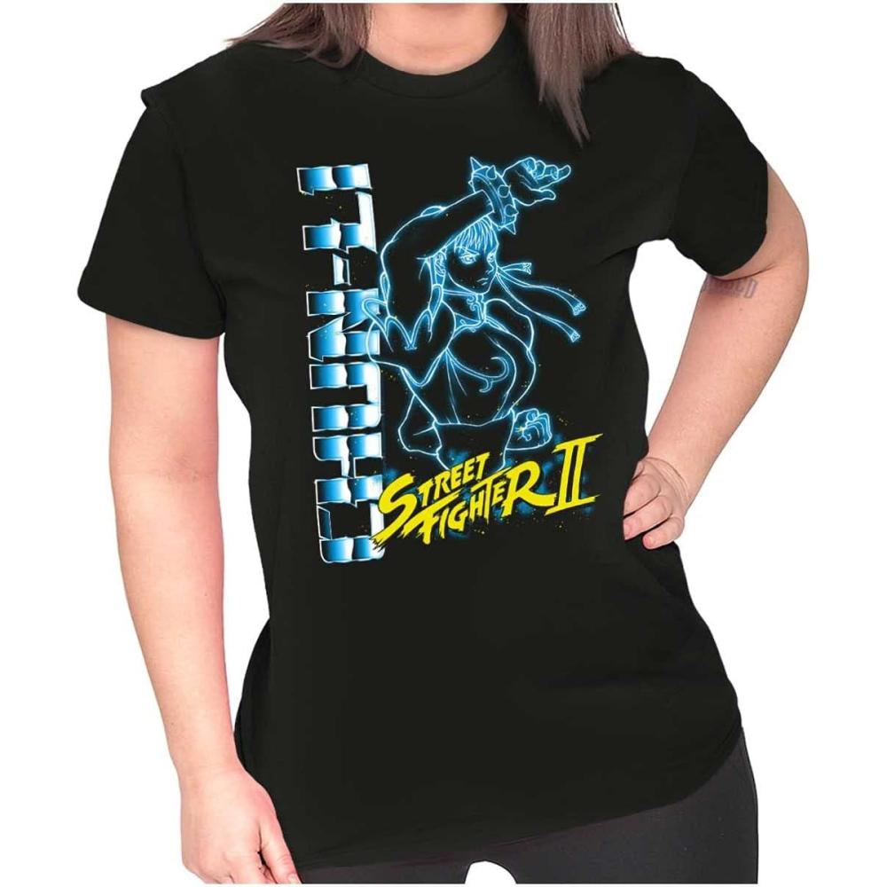 imageBrisco Brands Street Fighter 90s Gamer ChunLi Womens Slim Fit Graphic TeeBlack