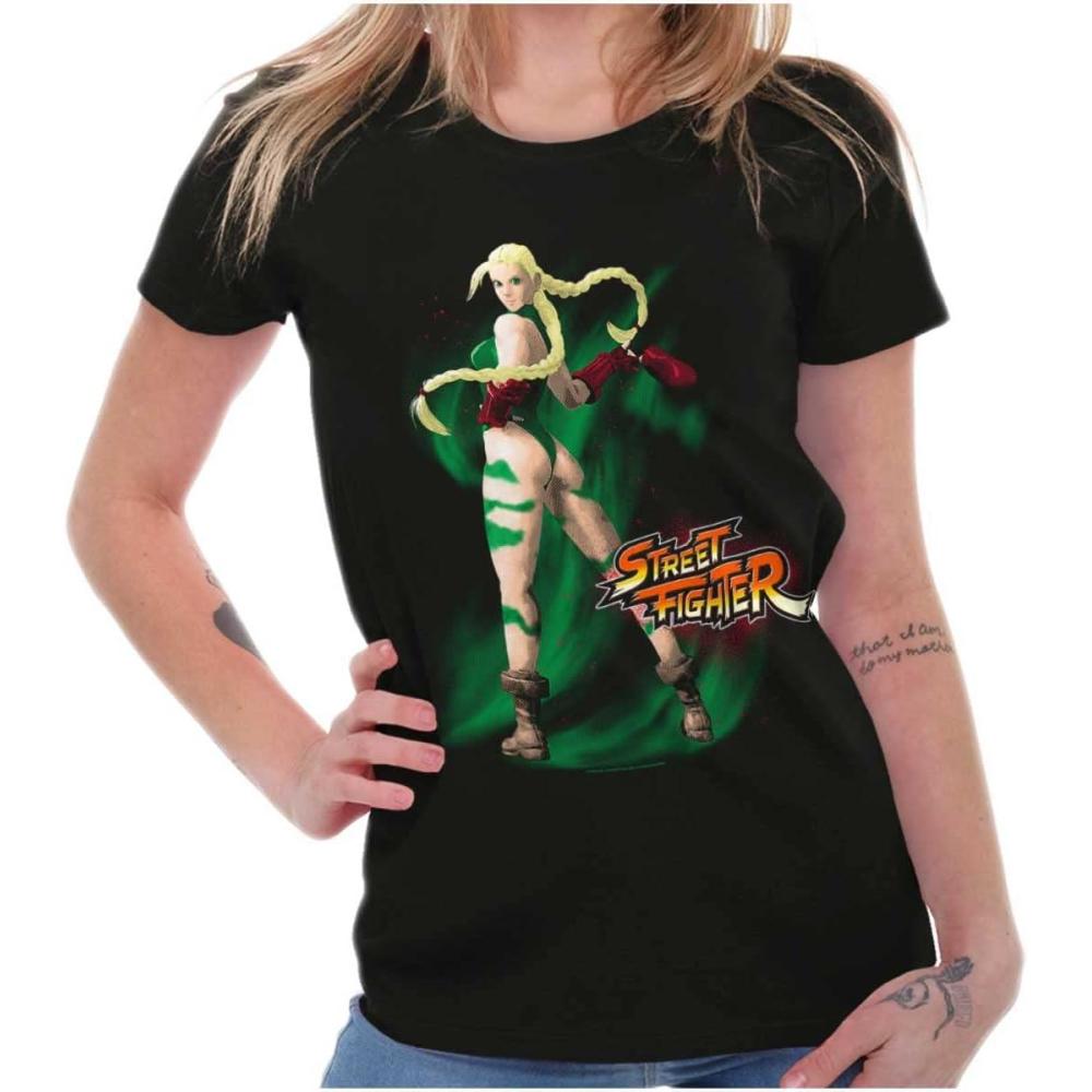 imageBrisco Brands Street Fighter Cammy 90s Video Gamer Womens Slim Fit Graphic TeeBlack
