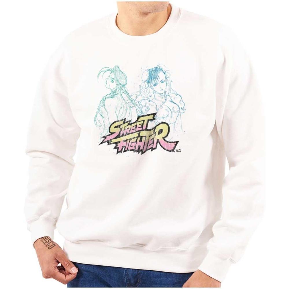 imageBrisco Brands Street Fighter Cammy ChunLi Gamer Sweatshirt for Men or WomenWhite