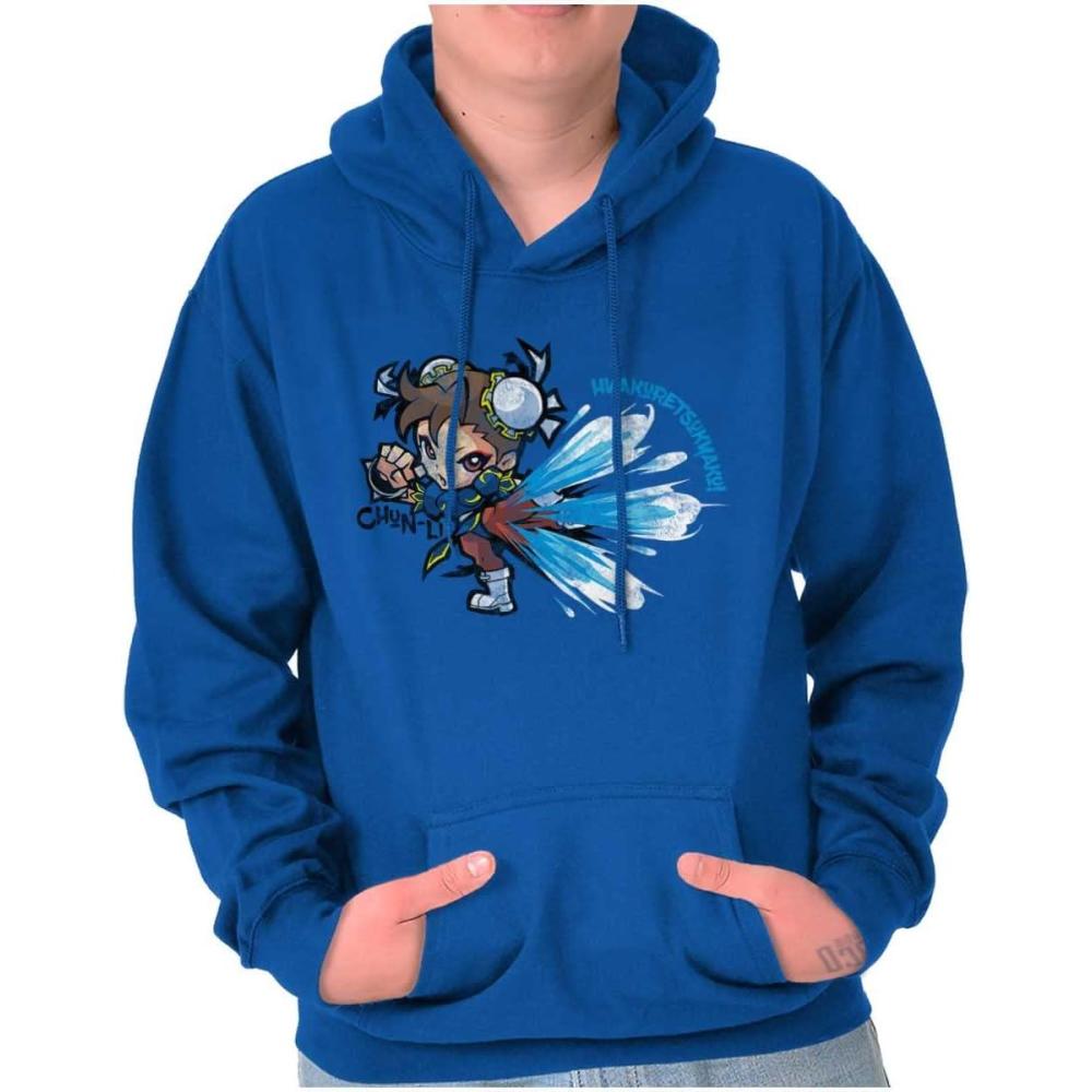 imageBrisco Brands Street Fighter ChunLi Lightning Kick Hoodie Sweatshirt Women MenRoyal
