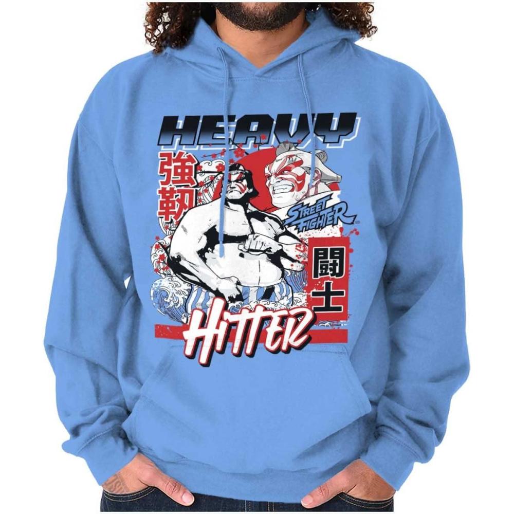 imageBrisco Brands Street Fighter E Honda Heavy Hitter Hoodie Sweatshirt Women MenCarolina Blue
