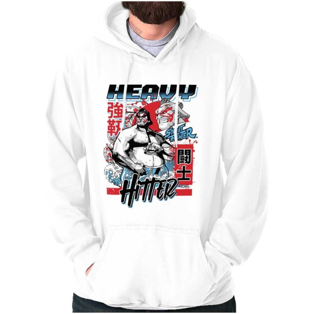 imageBrisco Brands Street Fighter E Honda Heavy Hitter Hoodie Sweatshirt Women MenWhite
