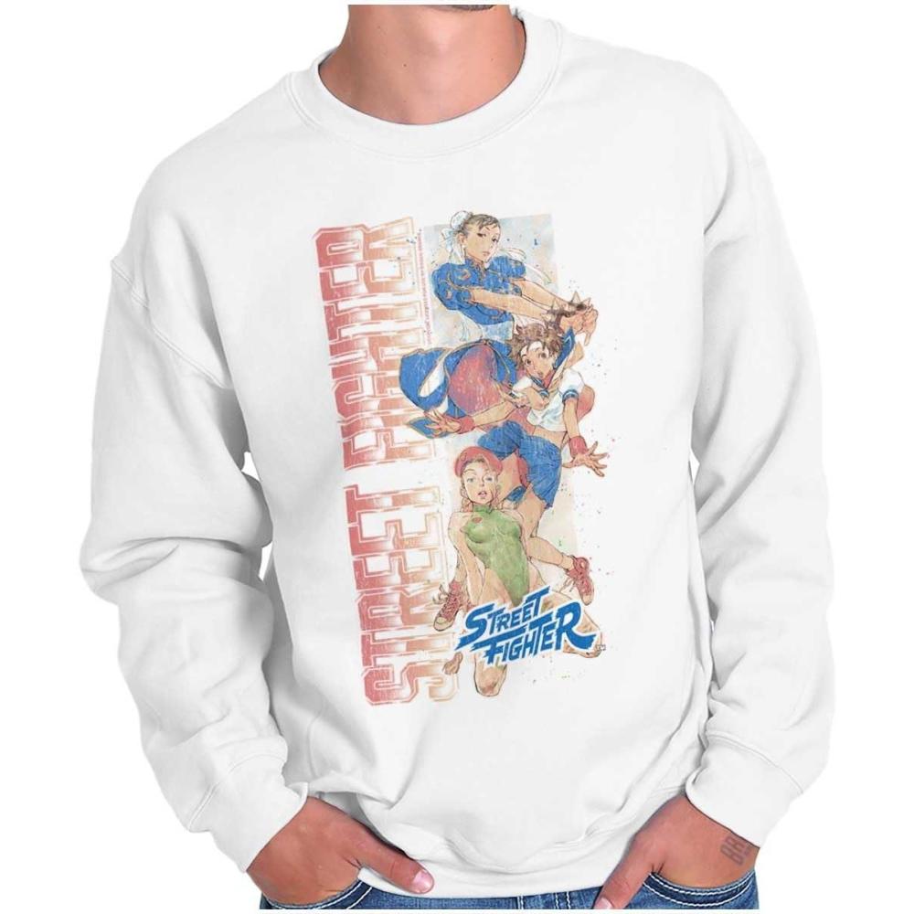 imageBrisco Brands Street Fighter Female Video Gamers Sweatshirt for Men or WomenWhite