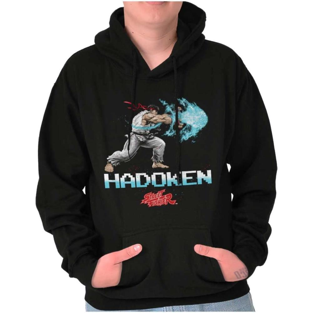 imageBrisco Brands Street Fighter Hadoken Gamer Hoodie Sweatshirt Women MenBlack