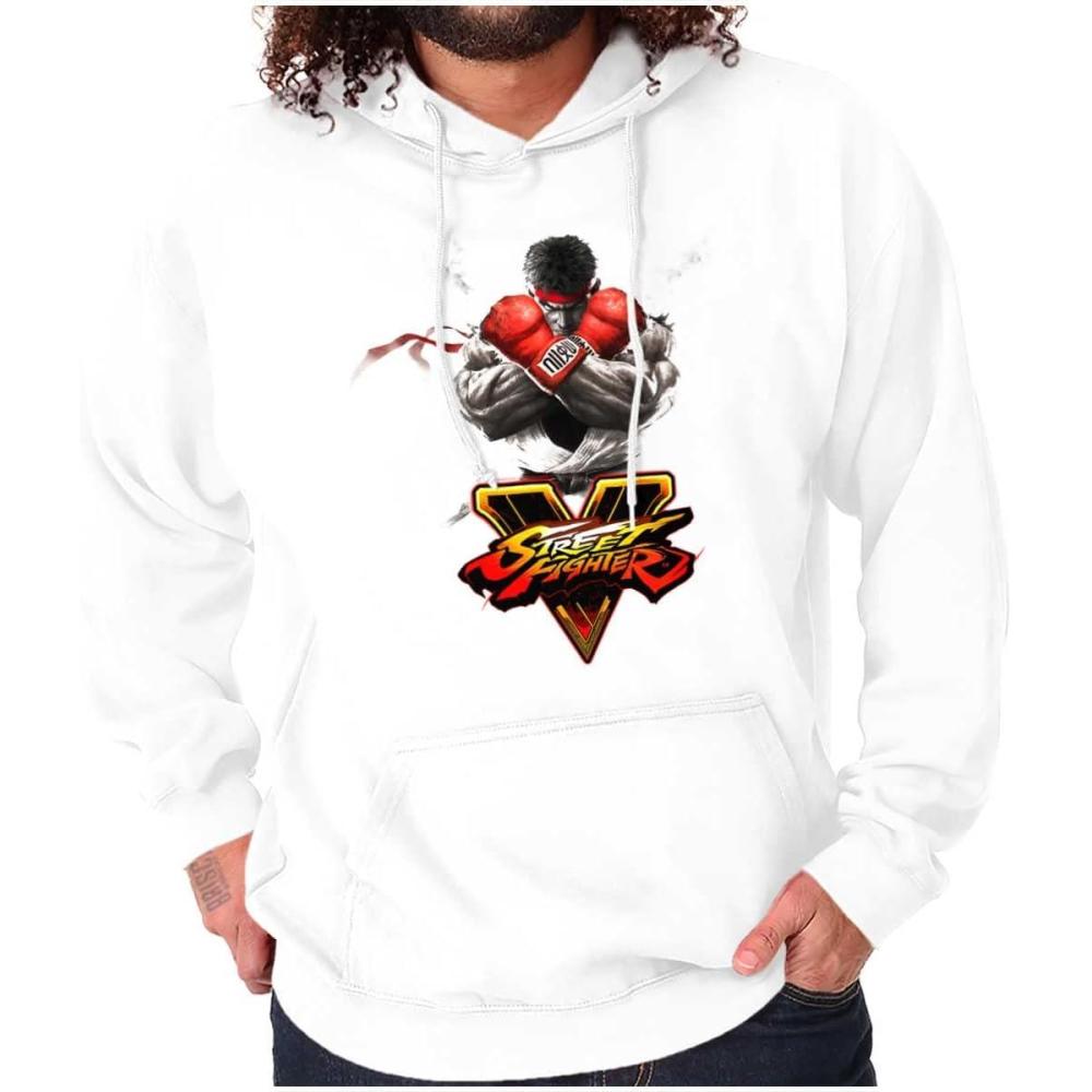 imageBrisco Brands Street Fighter Ryu 90s Video Gamer Hoodie Sweatshirt Women MenWhite