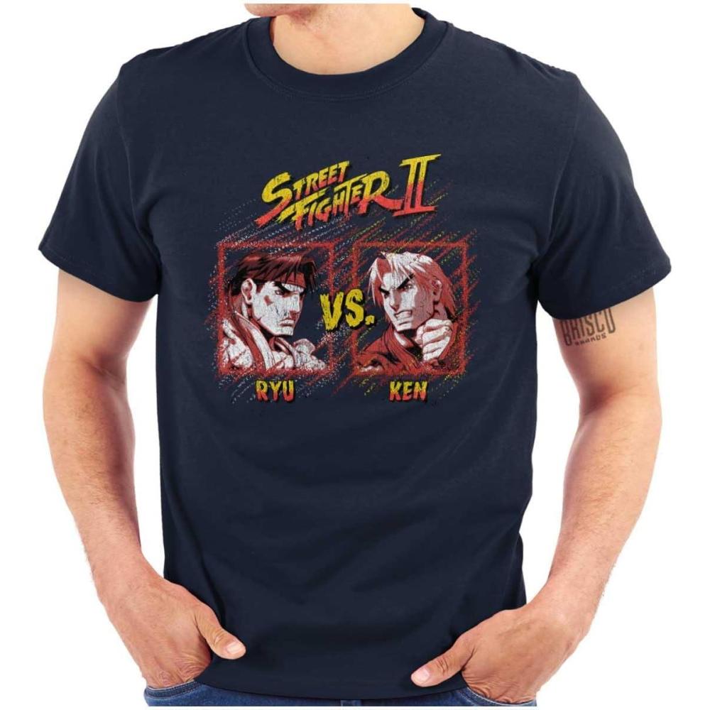 imageBrisco Brands Street Fighter Ryu Ken 90s Gamer Graphic T Shirt Men or WomenNavy
