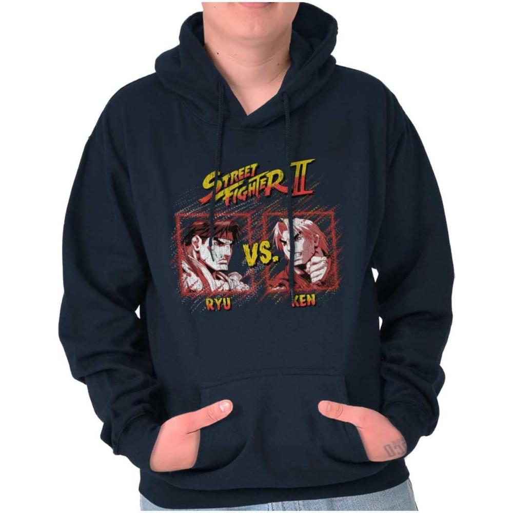 imageBrisco Brands Street Fighter Ryu Ken 90s Gamer Hoodie Sweatshirt Women MenNavy