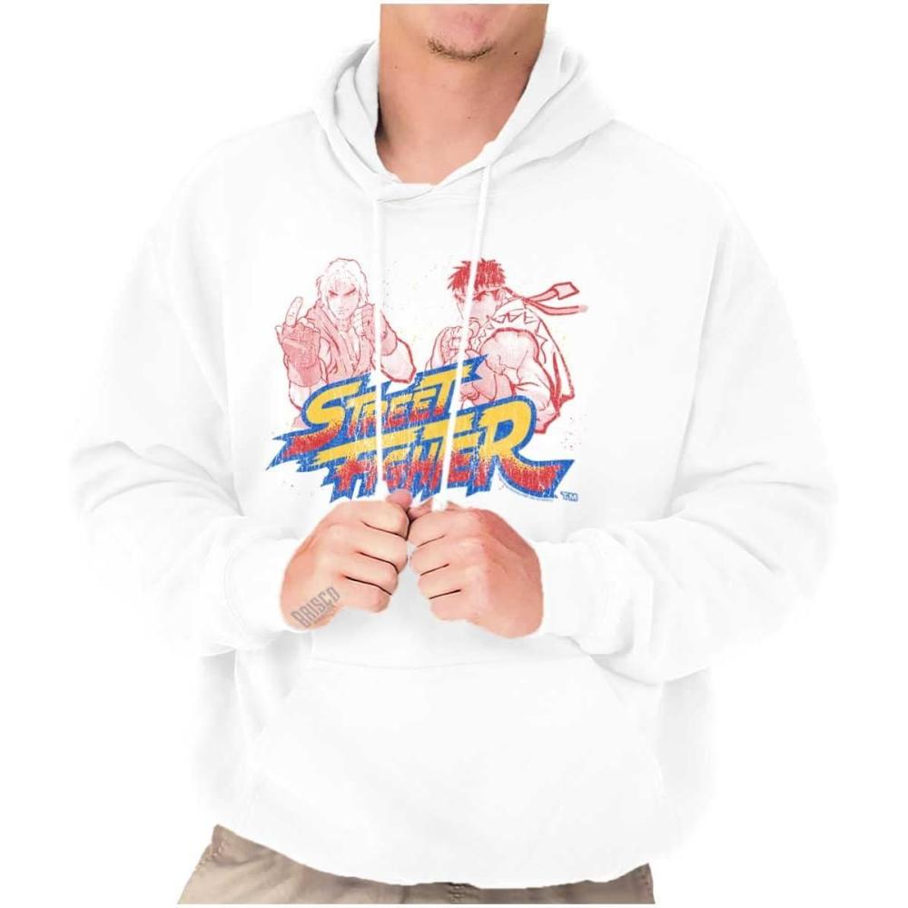 imageBrisco Brands Street Fighter Ryu Luke 90s Gamer Hoodie Sweatshirt Women MenWhite