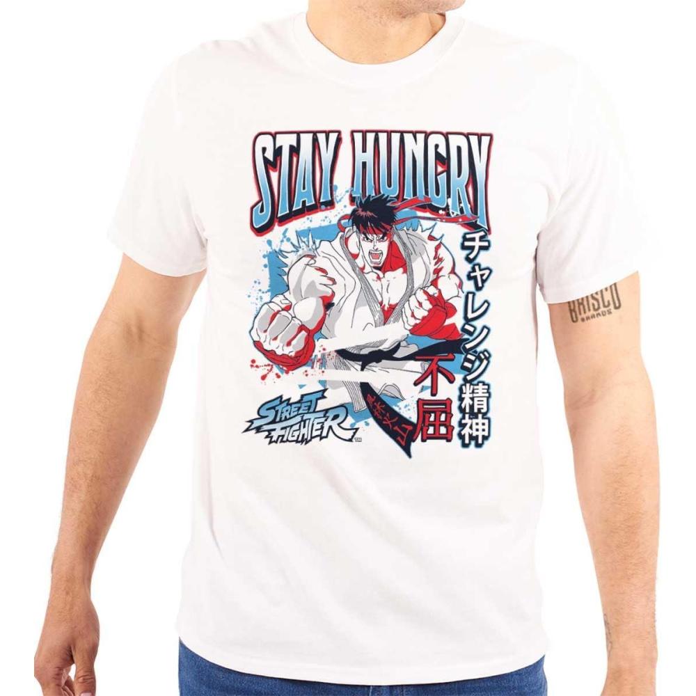imageBrisco Brands Street Fighter Ryu Stay Hungry Mens Graphic T Shirt TeesWhite