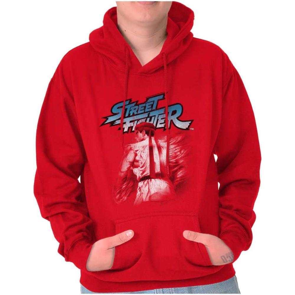 imageBrisco Brands Street Fighter Video Gamer 90s Ryu Hoodie Sweatshirt Women MenRed