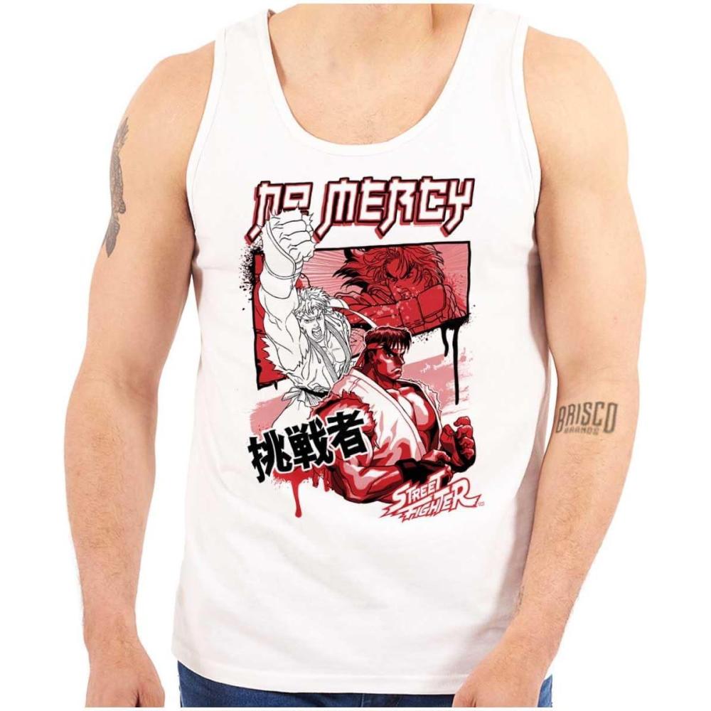 imageKanji Street Fighter No Mercy Ryu Tank Top Sleeveless Tee MenWhite