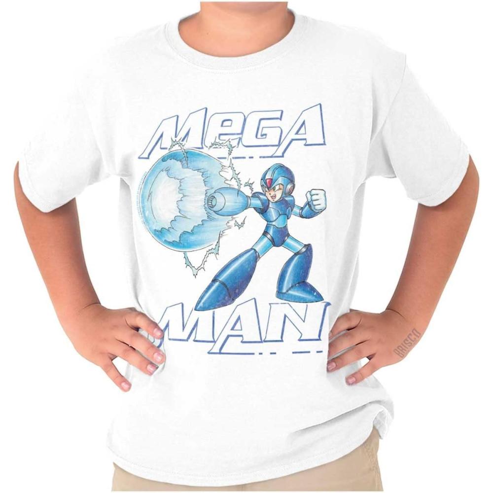 imageMega Man Classic 90s Anime Character Crewneck T Shirts Boy GirlWhite