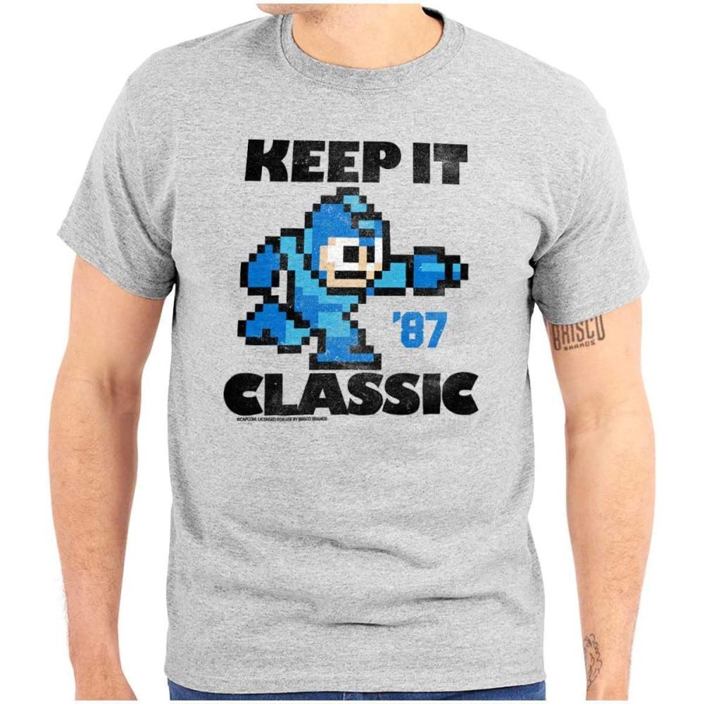 imageMega Man Keep it Classic 80s Gaming Graphic T Shirt Men or WomenSport Grey