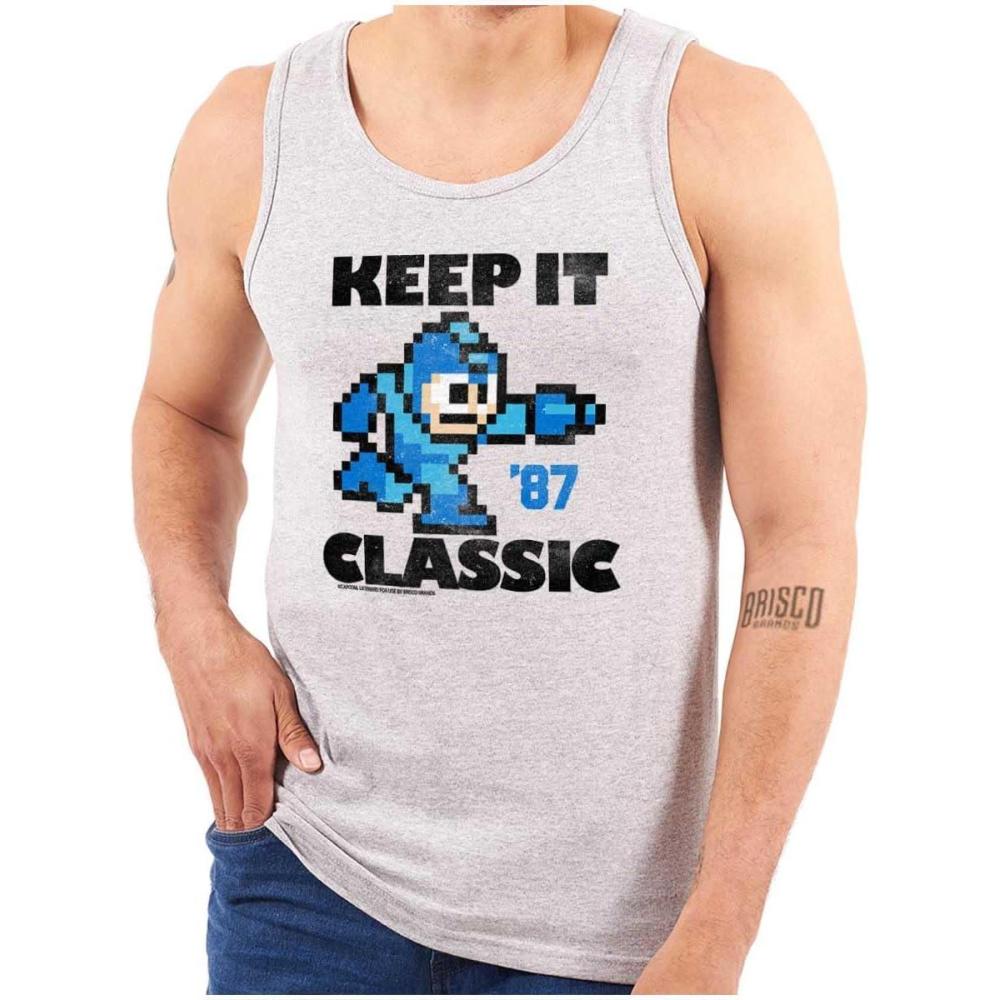 imageMega Man Keep it Classic 80s Gaming Tank Top T Shirts Men WomenSport Grey