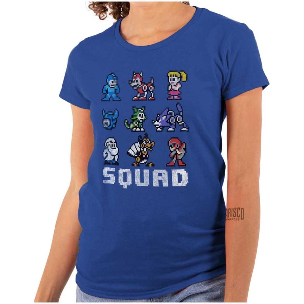 imageMega Man Squad Goals Game Characters Womens Slim Fit Graphic TeeRoyal