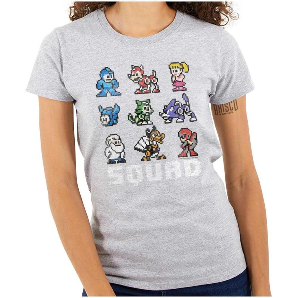 imageMega Man Squad Goals Game Characters Womens Slim Fit Graphic TeeSport Grey