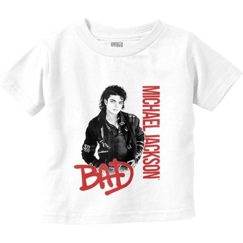 imageMichael Jackson Bad Music Album Cover Toddler Baby Graphic T ShirtWhite