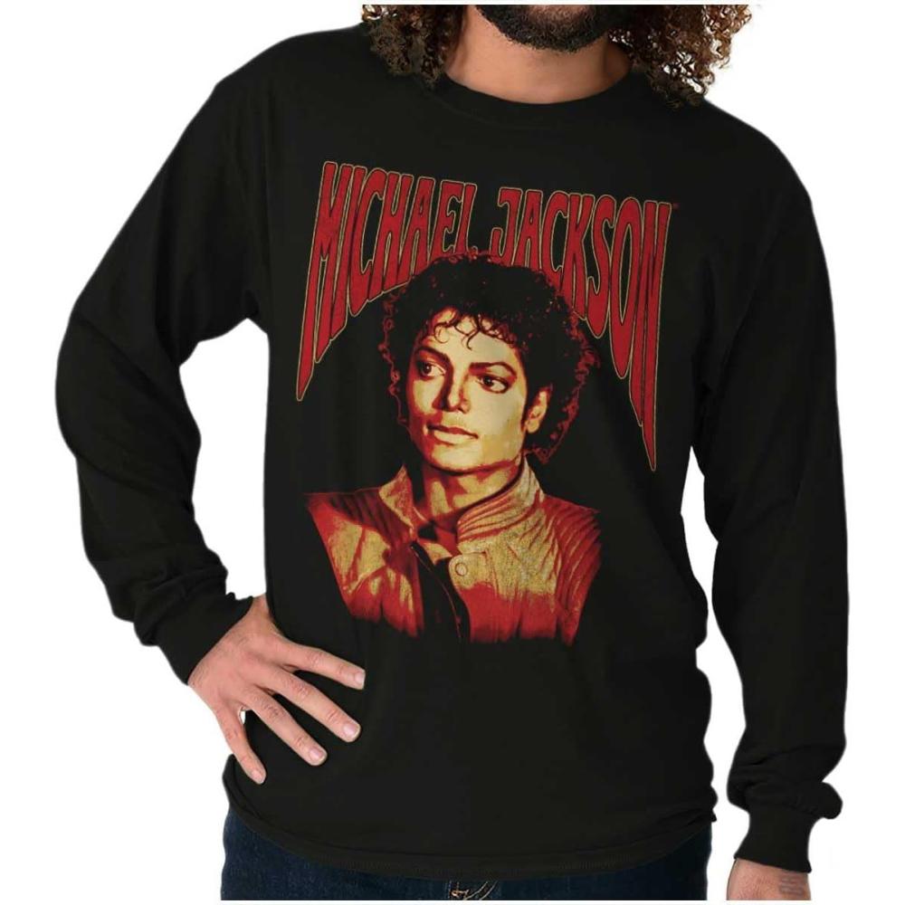 imageMichael Jackson Thriller Pop Portait Long Sleeve Tshirt Men WomenBlack