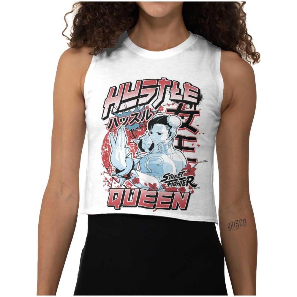 imageStreet Fighter Chun Li Hustle Queen Womens Basic Cropped Tank TopWhite