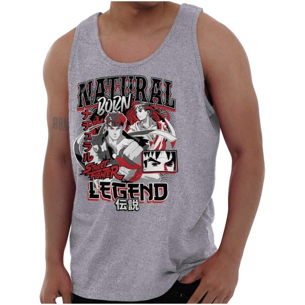 imageStreet Fighter Natural Born Legend Tank Top T Shirts Men WomenSport Grey