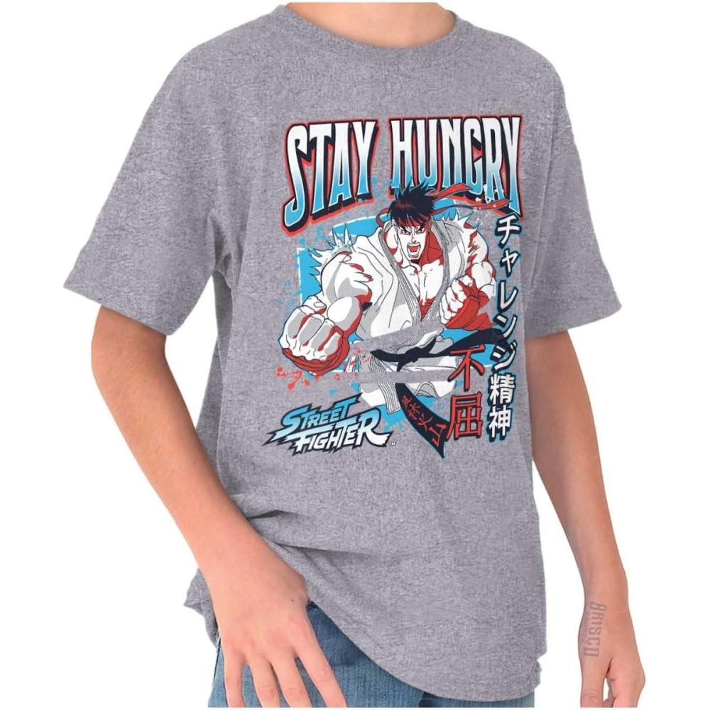 imageStreet Fighter Ryu Stay Hungry Boys Kids T Shirt Tees TopsSport Grey