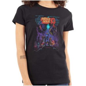 Brisco Brands Mega Man 10 Megaman Protoman Comic Womens Slim Fit Graphic Tee(Black)
