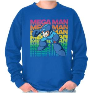 Brisco Brands Mega Man 90s Anime Cartoon Character Sweatshirt for Men or Women(Royal)