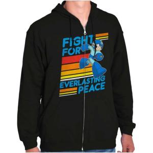 Brisco Brands Mega Man 90s Gamer Anime Character Zip Up Hoodie Mens Womens