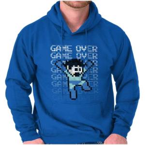 Brisco Brands Mega Man Retro 90s 8bit Video Game Hoodie Sweatshirt Women Men(Royal)