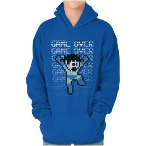 Brisco Brands Mega Man Retro 90s 8bit Video Game Youth Hoodie Boy Girl(Royal)