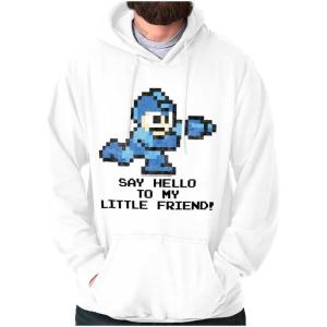 Brisco Brands Mega Man Video Game 8bit Gaming Nerd Hoodie Sweatshirt Women Men(White)