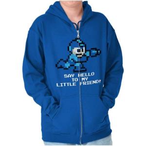 Brisco Brands Mega Man Video Game 8bit Gaming Nerd Zip Up Hoodie Mens Womens(Royal)